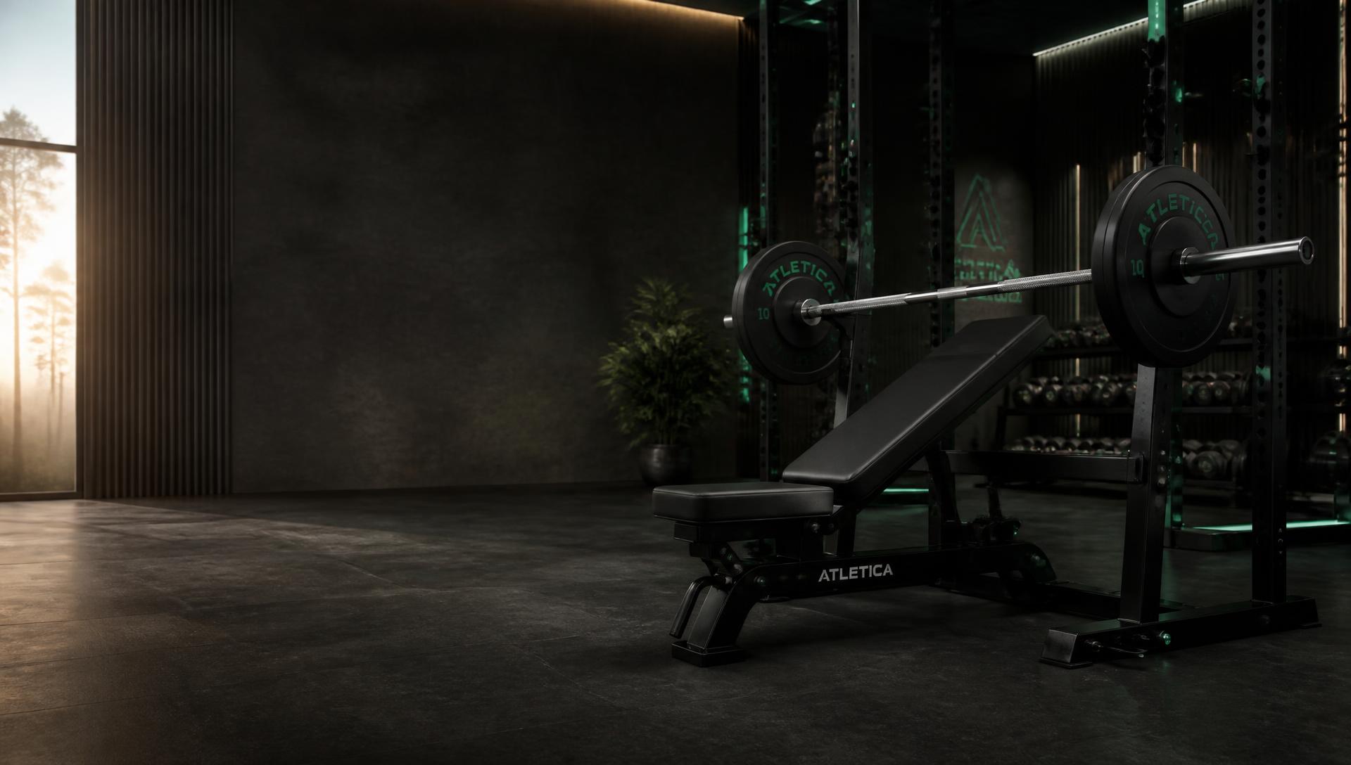 Premium gym equipment in a dark training studio